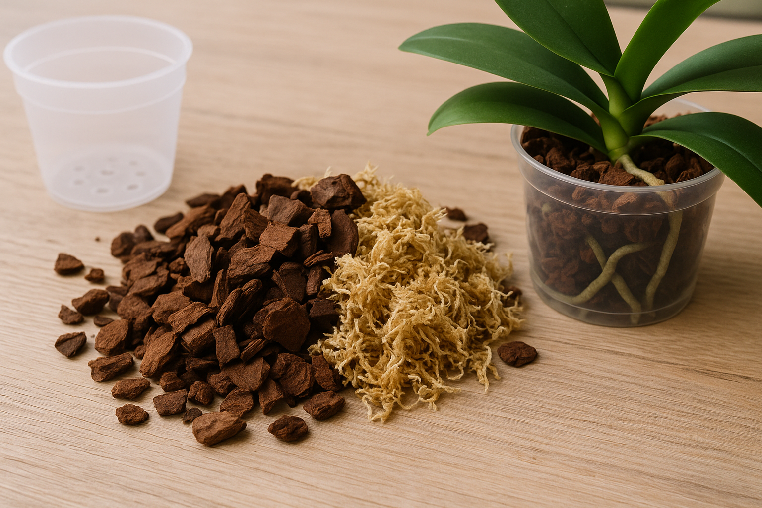 Phalaenopsis orchidee met bark en sphagnum